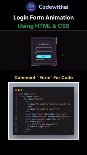 Pure CSS Glassmorphism : Creative Login Form Animation !🤯#coding#shorts#viral#animation#css#html