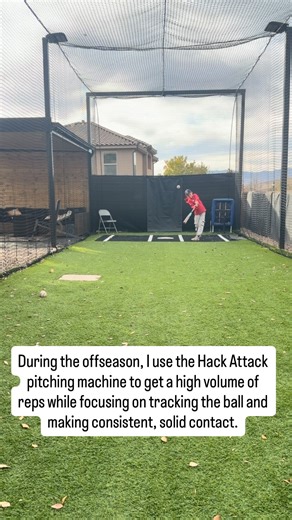 LeftyBlake on Instagram: "During the offseason, I use the Hack Attack pitching machine to get a high volume of reps while focusing on tracking the ball and making consistent, solid contact.#baseball #baseballlife #utahbaseball #travelball #youthbaseball #10ubaseball #redbirdsbaseball #sportsattack #sluggersquad #sluggernation #pitchingmachine #battingcage #training #offseason #offseasongrind"