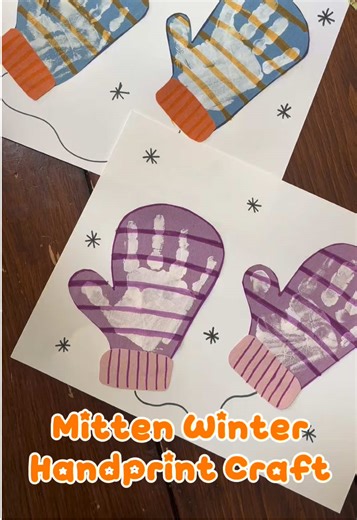 Cute Winter Handprint Mitten Craft for Kids