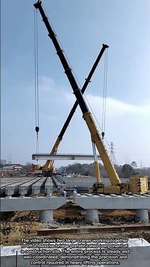 Two Cranes Team Up to Lift a Giant Bridge Segment