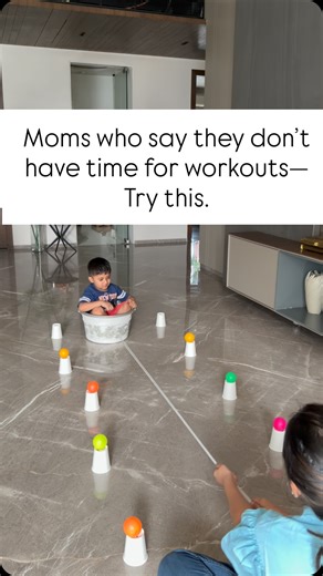 By Shraddha ✨! Activities , Ideas , Gifts & DIY art for kids🌈 on Instagram: "No gym. No equipment. No extra time. Just a tub, a rope & a toddler who thinks this is a game 💪👶 ✔️ Arm workout for moms ✔️ Gross motor + coordination for toddlers ✔️ Bonding + laughter + zero screen time Sometimes the best workouts don’t look like workouts ✨ Save this for days you want movement without leaving home."