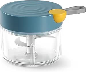 Manual Food Choppers and Dicers Vegetable Chopper, Multipurpose Vegetable Cutter for Smart Kitchen, Hand Pull String Slicer to Chop Fruits, Onions, Vegetables, Herbs, Garlics (Blue)