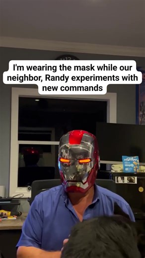 Having fun with an iron Man mask. | Terry Thomas