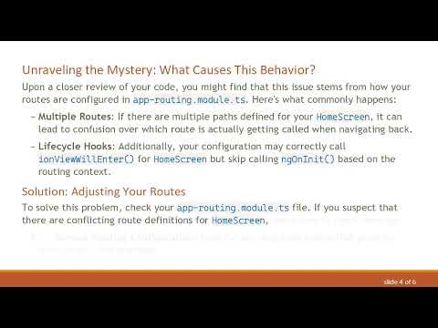 Understanding ngOnInit() Behavior in Ionic: Navigating Different Pages