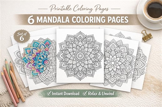 Mandala Pattern Coloring Pages for Adults - Etsy