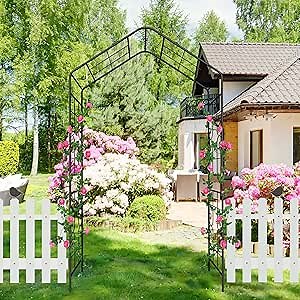 Metal Garden Arch L56.3'' x W16.93'' x H94.5'' Garden Arbor Trellis for Climbing Plants Support Rose Arch Outdoor, Roses, Vines, Flowers, and Vegetables