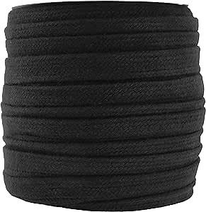 Mandala Crafts Black Flat Drawstring Cord Drawstring Replacement, 1/2 Inch 20 YDs Black Soft Drawstring Cotton Draw Cord Hoodie Sweatpants Drawcord Replacement