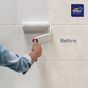 Revamp Your Kitchen or Bathroom with Painted Tiles - if your kitchen or bathroom tiles are outdated, there’s no need to replace them—just paint them! 1. Clean the tiles thoroughly and allow to dry 2. If mouldy, use a bathroom fungicidal spray before applying paint 3. Mask off the silicone sealant and edges of the tiles 4. Apply a coat of Dulux Supergrip All Purpose Primer 5. Finish off with desired topcoat Painting your tiles in deep, grounding shades can give your space a modern, refreshed look