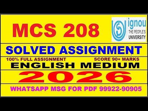 MCS 208 solved assignment 2026 in English || mcs 208 solved assignment 2026 || ignou mcs208 2026