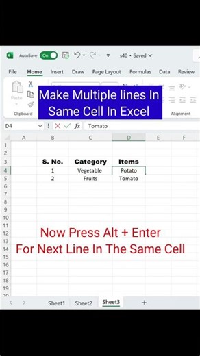 Create Multiple Lines In Single Cell #excel #trending #comedy #viral #shorts #shortvideo #funny