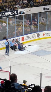 Whooosh!!!! Dorene is the Human Hockey Puck at the Milwaukee Admirals game!!!! | 96.5 WKLH