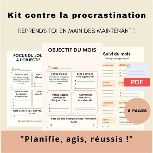 Anti-procrastination Planner PDF – Time Management & Productivity – Goal Sheets – Instant Download - Etsy