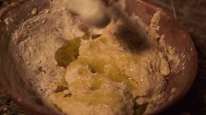 Forest cooking: Perfect beef fillet and naan bread on the grill