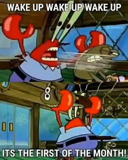 Wake up Wake Up its the first of the month mr krabs