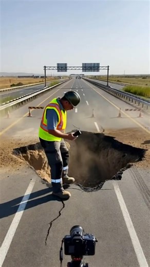 Watch How Workers Fix a Broken Highway Fast! #ai