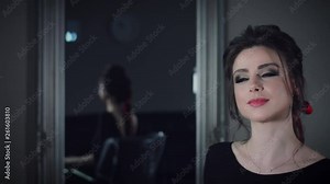 4k Model in Hair Studio Posing with Hairstyle and Make-up