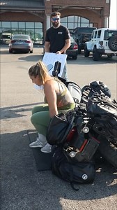 Sean challenges people to upright a fallen motorcycle for $1000. One woman steps up, but can she handle the weight? The right technique is key to winning the challenge! #MotorcycleChallenge #LiftingTechnique #MoneyChallenge #StrongWomen | Bikes and Beards