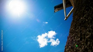 Windmill turning in the wind in Holland
