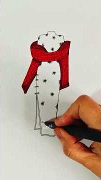 Fun and simple line drawings: use toilet paper to draw a beautiful girl in blue cheongsam!