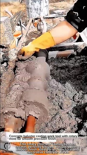 Concrete baluster casting work tool with rotary mold for smooth precision finish #worktool