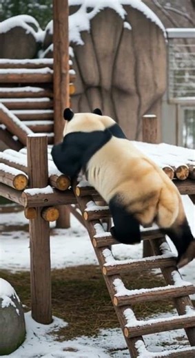 Panda unlocks the snow slide! Smooth glide, winter fun like never before #panda #snow #winter