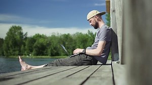 Guy Laptop Sit On Lake Pier Stock Footage Video (100% Royalty-free) 1065446128 | Shutterstock
