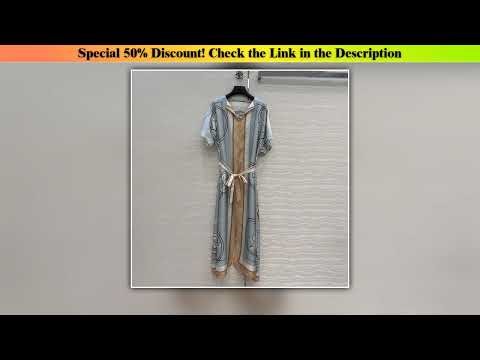 Hands-on 2026 New Spring Elegant Lady Fashion Cartoon Print 100% Twill Silk Long Dress Women V-neck