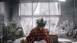 VR Architect Viewing Scale Models And Digital Blueprints In Virtual Town Engineering Innovation 3D Projections