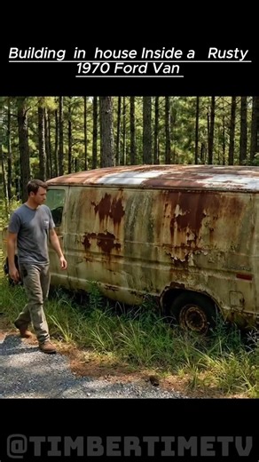 Building in house Inside a Rusty 1970 Ford Van Ford #van #ford #Outdoors #viral #fyp