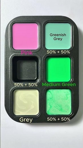 Mixing 3 Colors Challenge: Pink + Medium Green + Grey #asmr #mix #colors #colormixing #mixing