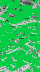 Raining money 100 dollar bills with green screen background - Vertical seamless looping 3d render animation