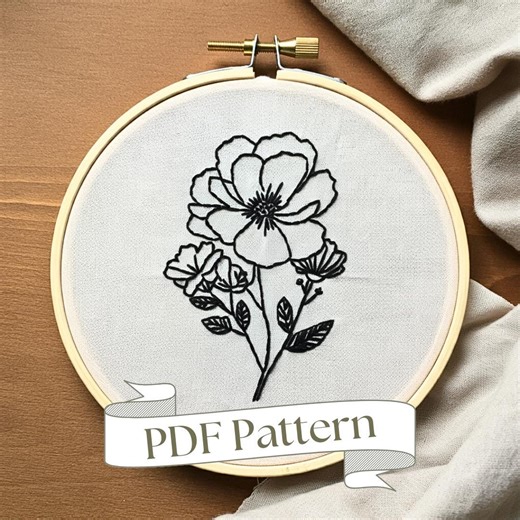 Floral Embroidery Pattern, Beginner DIY Project (PDF Pattern) - Etsy Ireland
