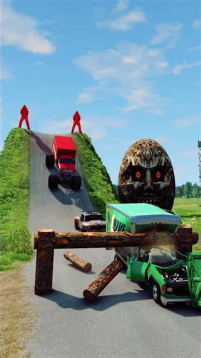 Truck vs Logs Trap Crash - BeamNG drive