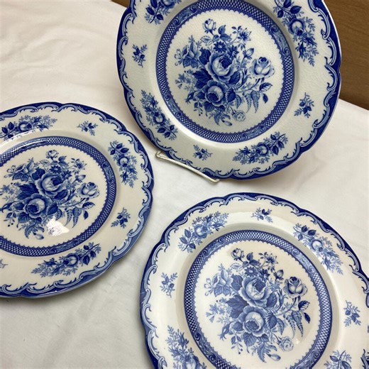 Chatham Maruta Kasuga Ware Dinner Plates SET of 3 Blue Transfer Ware - Etsy