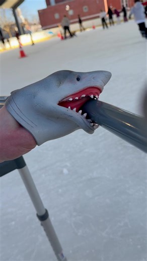 Ice Skating with the Shark Puppet