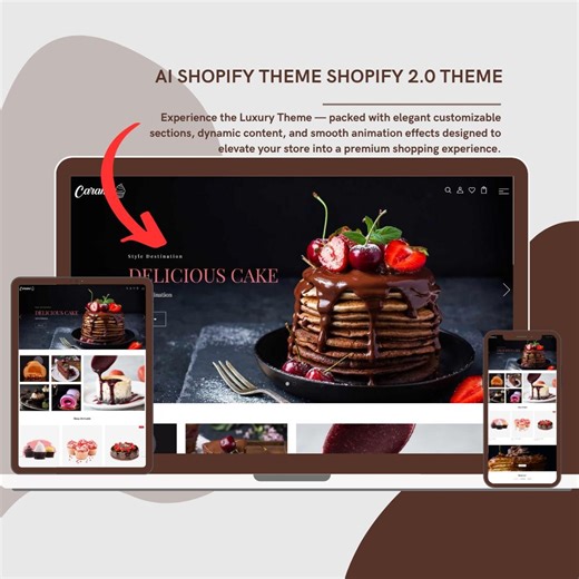 Carami Shopify Theme | Multi-store Responsive Template | Bakery Fashion Beauty Store | Shopify 2.0 | SEO Optimized - Etsy
