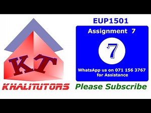2024| EUP1501| ASSIGNMENT 7| EXCEL| PART 1 OF 7