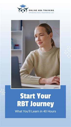 Online ABA Training on Instagram: "📚 What’s inside the 40-Hour RBT® Training? You’ll learn how to: ✔ Understand ABA basics ✔ Collect & analyze data ✔ Apply behavior reduction strategies ✔ Work under BCBA supervision ✔ Prep for the competency assessment Start your journey in behavioral health today. 💻 Enroll at [onlineabatraining.com] #BehaviorTechnician #RBTExamPrep #ABAtraining #RBTgoals"
