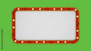 mockup vintage red marquee board sign loop seamless 3d element animation on chromakey green screen background Stock Video