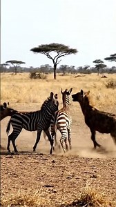Hyenas Hunt Zebra Foal in Dry Savanna - Mother's Desperate Defense