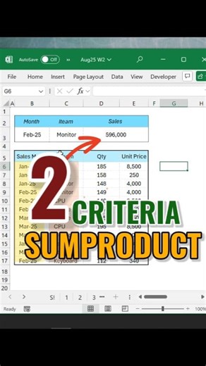 20K views · 242 reactions | 2 criteria Sumproduct formula in Excel 2025 #newinexcel #karandadya #excelreels #trendingreelsvideo #exceltutoriales #msexceltutorials #ExcelMastery #ExcelForProfessionals #exceltipstricks #exceltipsandtricks #tips #tricks #Excel #msexceltips #ExcelTricksAndTips #exceltraining #excelformulas | Karan Dadya | Facebook