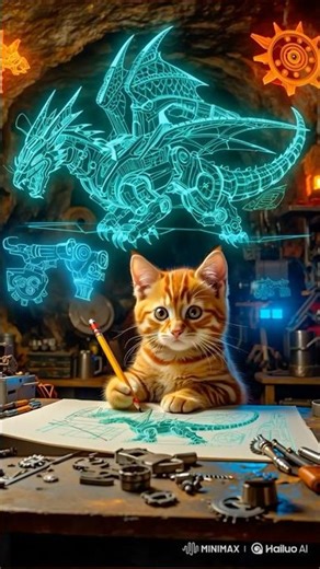 Legendary dragon robot born from kitten's hand 🐱🔧🐉
