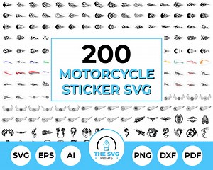 Motorcycle Sticker SVG Bundle: Flame & Tribal Decals (200 Files) - Etsy