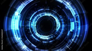 Abstract technology background with round interface element. HUD intro screen concept for futuristic design. Seamless loop. Stock Video