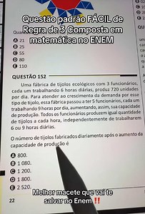 Regra de 3 Composta no ENEM: Questão Padrão Fácil