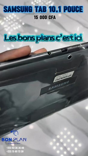 41K views · 462 reactions | Du jamais vu ! Prix imbattable : 15 000 CFA — stock limité ! Arrivage Samsung Tab 10.1 pouces – La tablette parfaite pour enfants et adultes ! Modèle avec SIM (puce) ou Wi-Fi seulement Écran 10.1 pouces Caméra avant et arrière Port carte mémoire SD Système Android fluide, avec jeux et vidéos éducatives Prête à l’emploi dès l’ouverture – idéale pour apprendre, se divertir et rester connecté partout. | Le Bon Plan | Facebook
