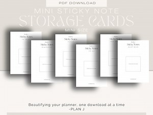 MINI Sticky Note Storage Cards - Etsy