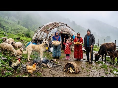 Nomadic Family Adventure in the Mountains | Milking Cows & Making Organic Butter and Cheese