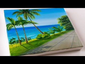 Easy way to paint a Beach scene | Acrylic painting for beginners