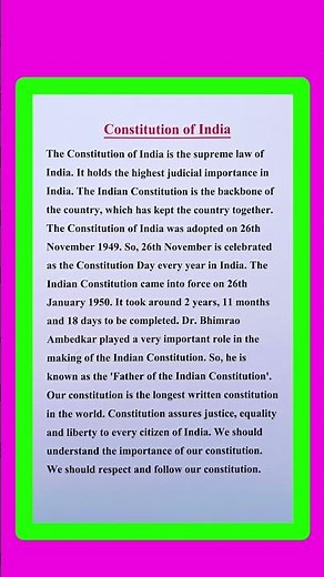 Essay On Constitution of India in English | Constitution of India Essay in English
